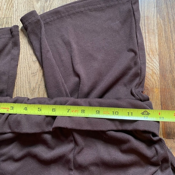 Womens Dark Brown Leggings Ribbed Bell Bottom Flare Pants Yoga Shein Small - Picture 7 of 9